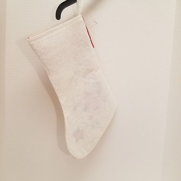 Handmade 16" sparkly poinsettia Christmas stocking can be embroider or cross sti - Picture 6 of 8